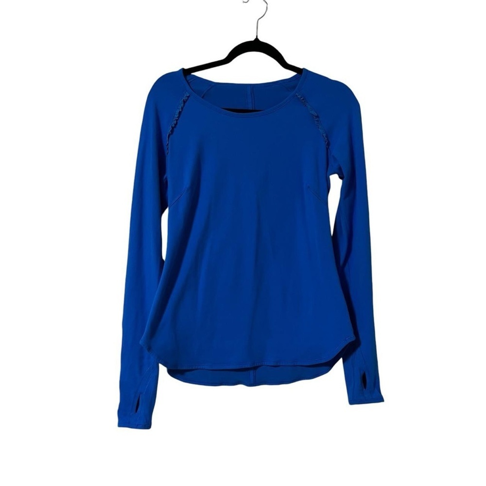 Retired Lululemon Runder Under Long Sleeve in Beaming Blue Size 6 Thumb Ruffles